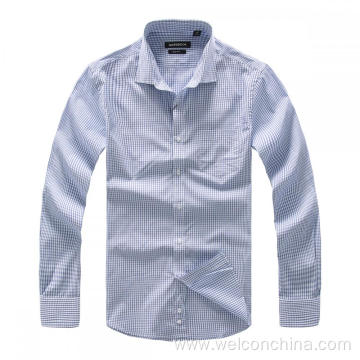Elastic Cotton Fabric Little Checked Pattern Shirts